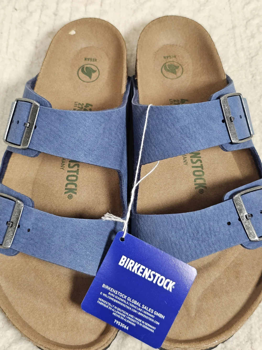 Birkenstock Men's Blue Double-Strap Sandals with Buckles Sz 42 New With Tag